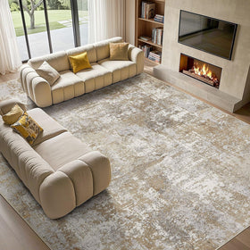 Tortania 9x12 rug in brown and grey for living room decor.