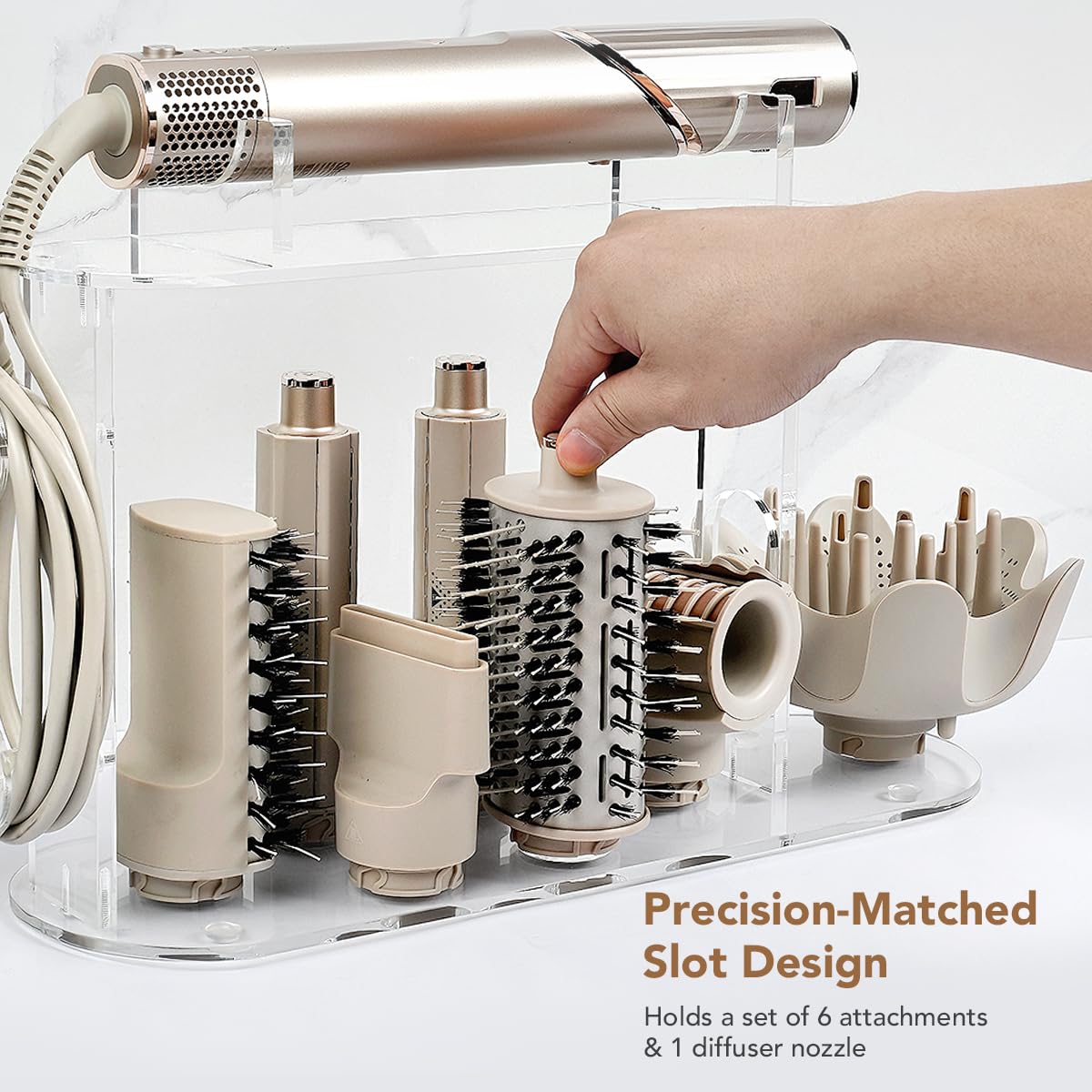 TOSAGE long-barrel storage keeps vanity tools neatly arranged.