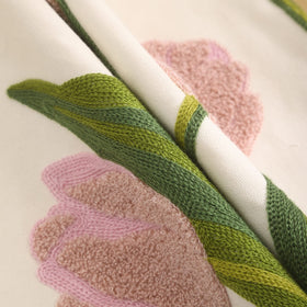 Tosleo pink tulip embroidery detail, close-up shows stitching quality