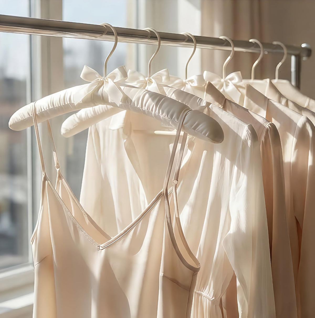 Tosnail contoured satin padded hanger reduces creases on delicate fabrics