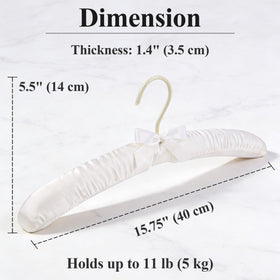 Tosnail ivory satin padded hanger close up with soft foam padding protecting shoulders