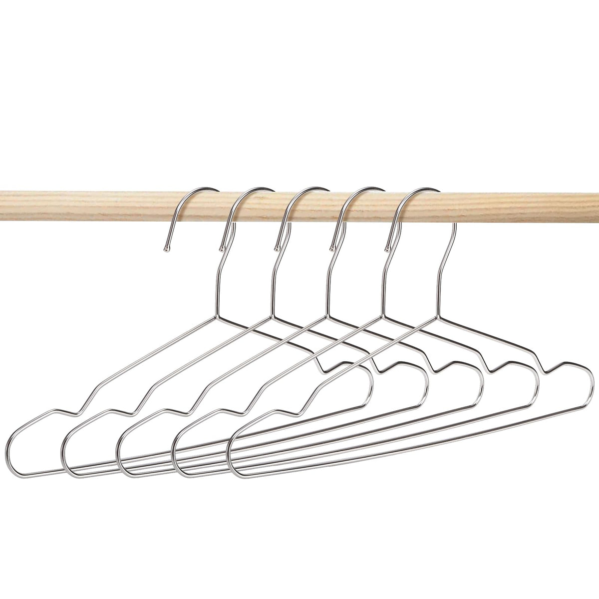 Tosnail 12.5 inch hanger mounted in closet promotes neat, organized wardrobes.