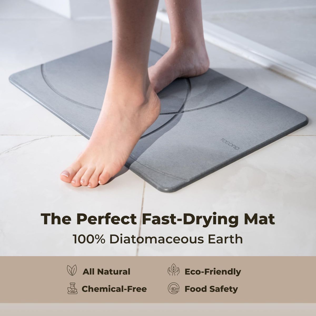 TOSORO included rubber mat base adds grip for stability on wet floors