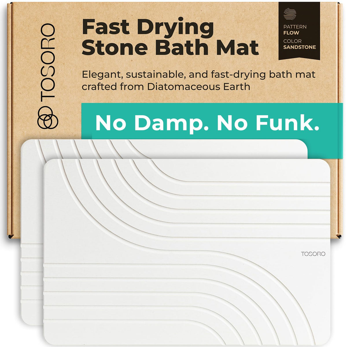 TOSORO stone bath mat with diatomaceous earth for quick-dry performance.