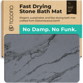 TOSORO stone bath mat in graphite, closeup of textured surface for anti-slip safety.