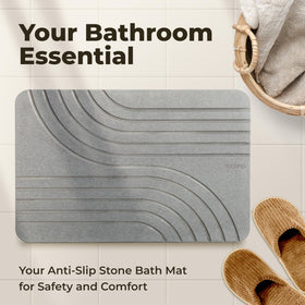 TOSORO stone bath mat graphite color suits modern bathrooms.