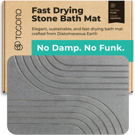 TOSORO stone bath mat graphite front view highlights spa-like design and quick-dry surface.