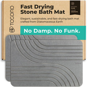TOSORO stone bath mat graphite with textured surface for anti-slip safety.