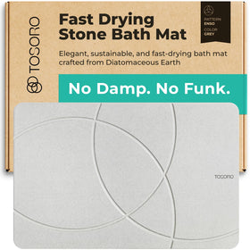 TOSORO stone bath mat non slip grey with diatomite for post shower comfort.