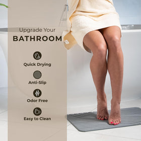 TOSORO stone bath mat quick-drying diatomite design keeps floors dry.
