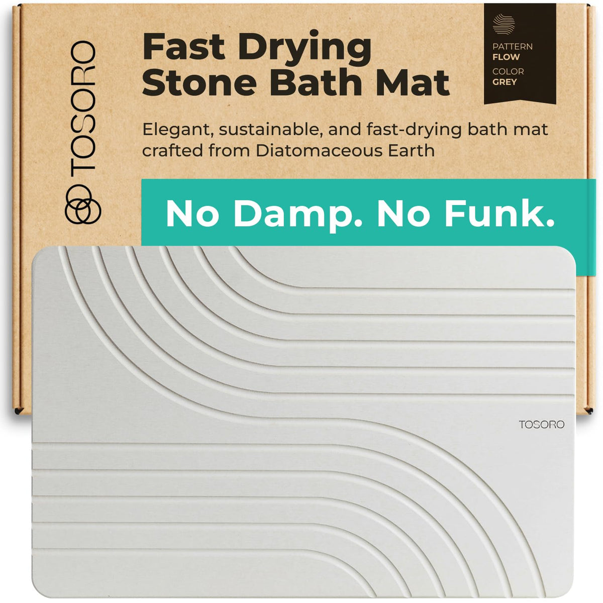 TOSORO Stone Bath Mat shows absorbent diatomite action for fast bathroom drying.