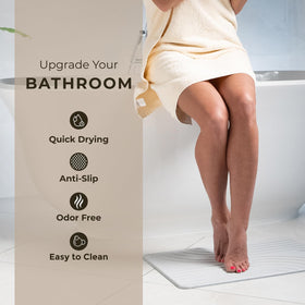 TOSORO Stone Bath Mat with anti-slip textured surface keeps feet secure when stepping out.