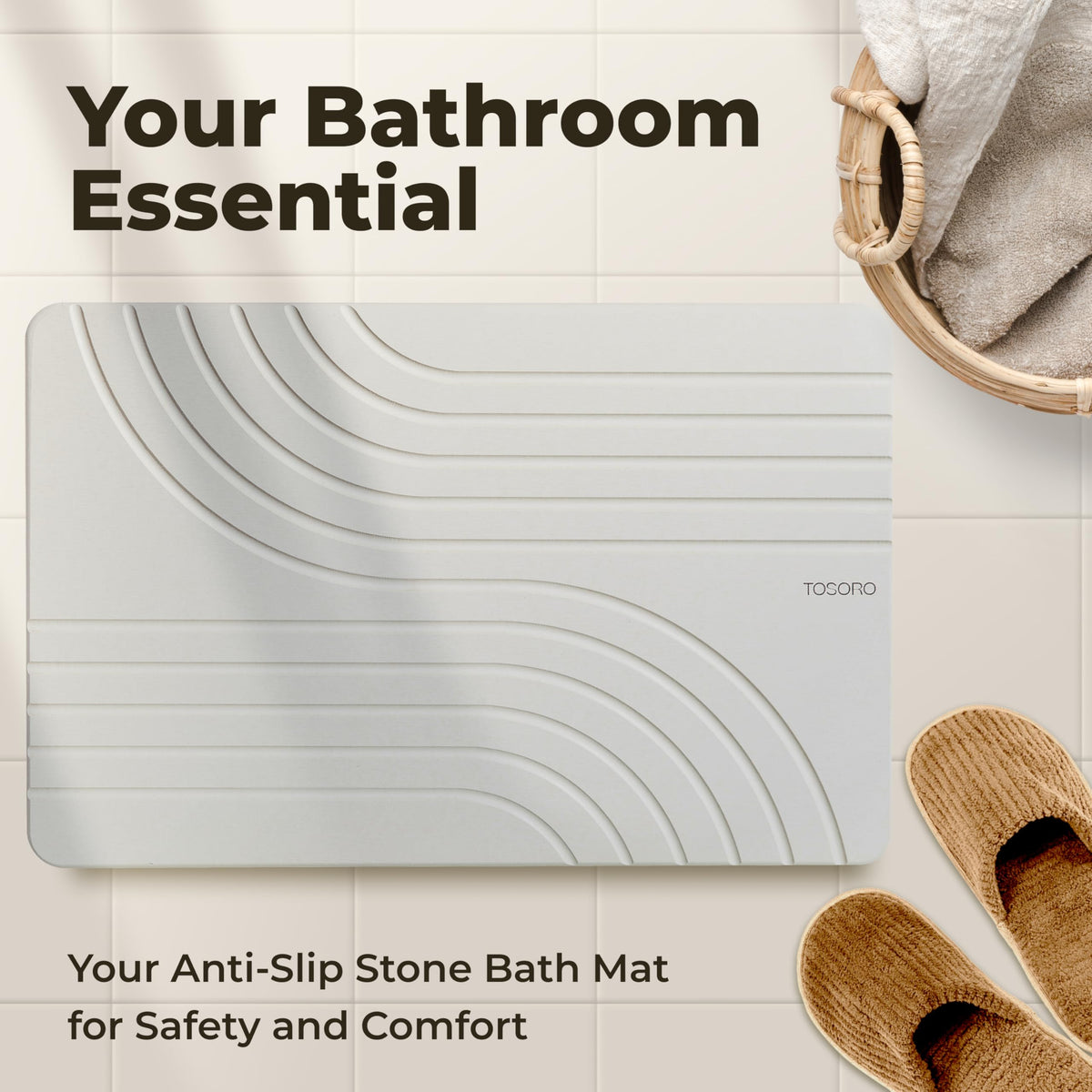 TOSORO Stone Bath Mat with gift-ready design fits bathrooms, kitchens, or pet-friendly areas.