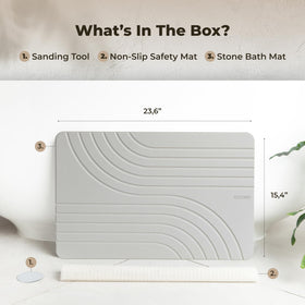 TOSORO Stone Bath Mat’s modern grey finish complements contemporary bathrooms.