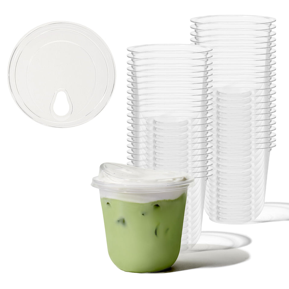 TOSSWARE Natural Arc 12oz cups with sip lids, eco-friendly party solution for stylish drinks