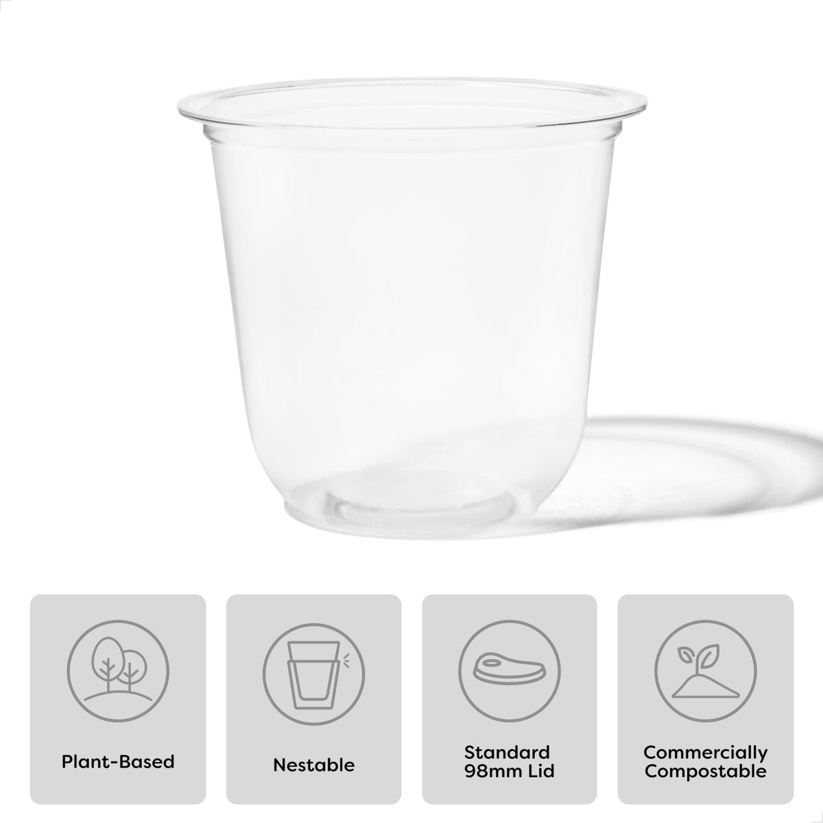 TOSSWARE Natural Arena 12oz cup with square base, durable for events.