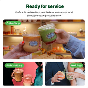 TOSSWARE Natural plant-based cup close-up, BPA-free material and safe for gatherings.