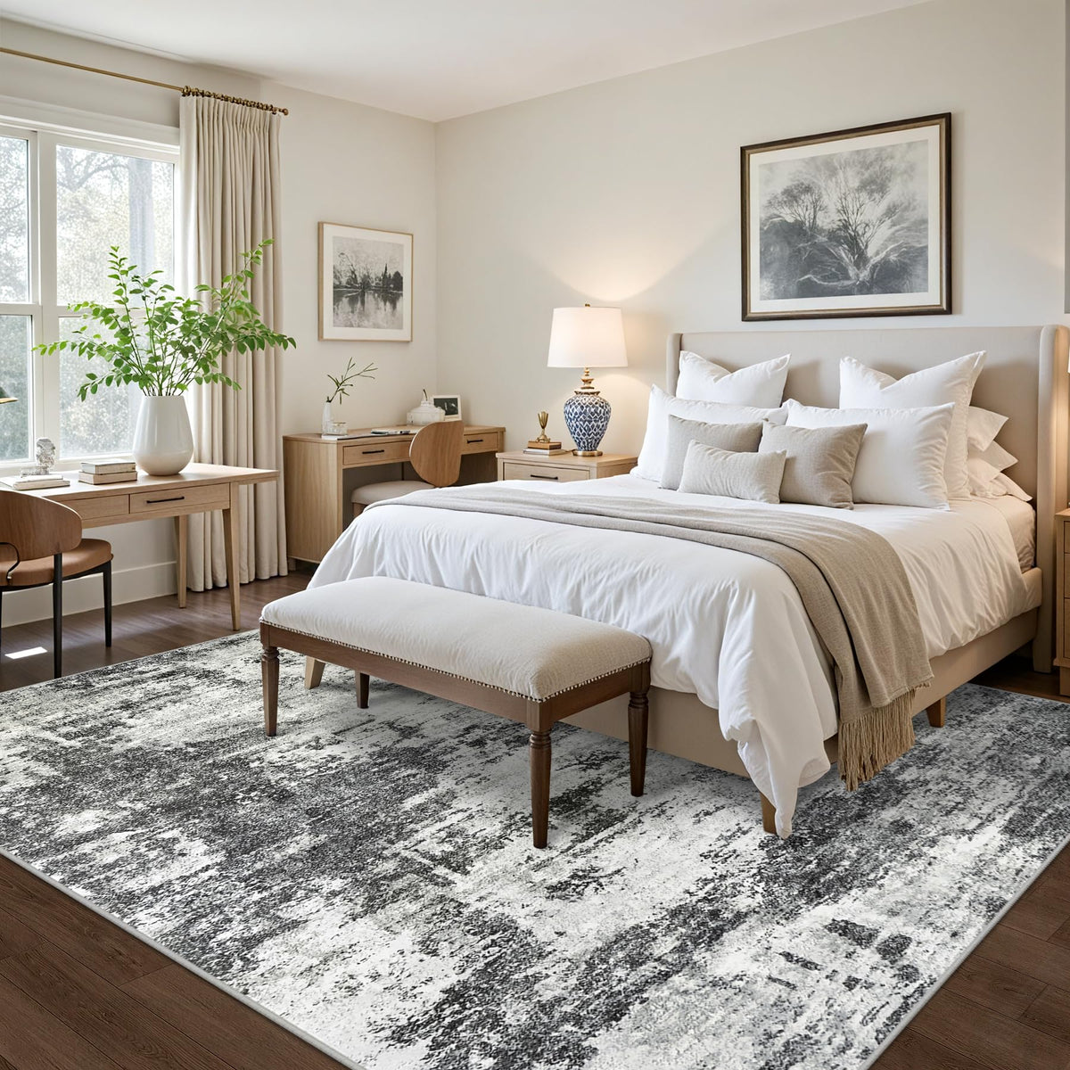 Tosuoka 8x10 abstract rug close-up fabric highlighting stain-resistant fibers.