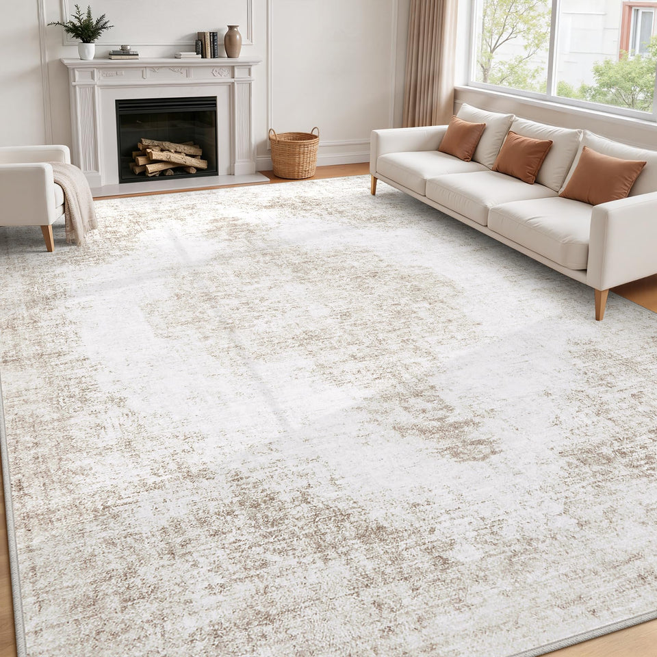 Tosuoka 8x10 living room rug with ultra-soft surface enhances family comfort