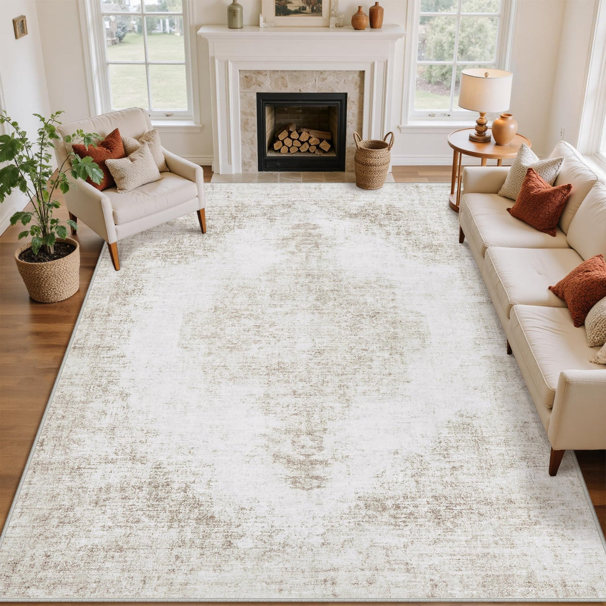 Tosuoka distressed neutral rug showcases versatile style for any room