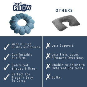 Total Pillow soft microfiber fleece cover providing irritation-free comfort blue