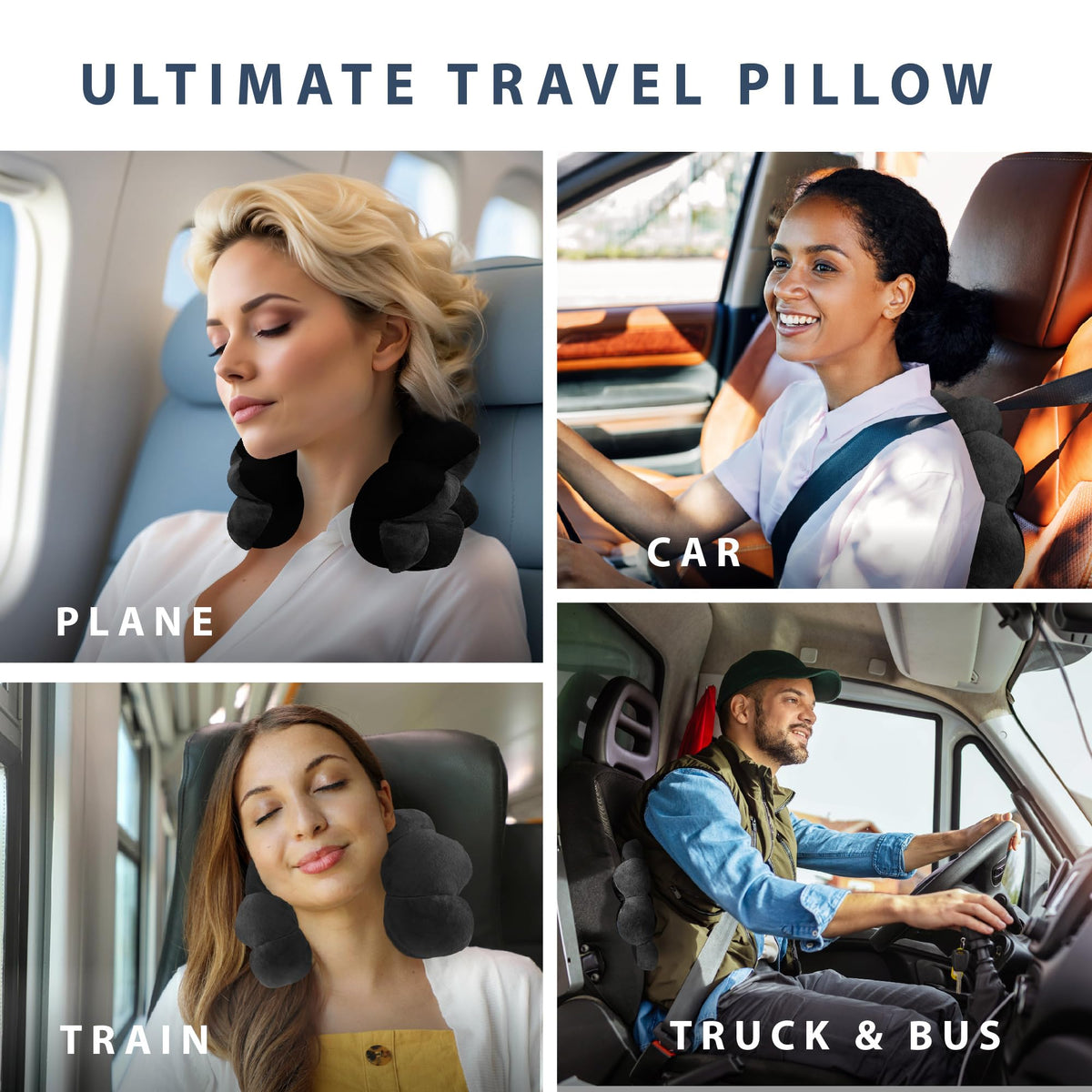 Total Pillow travel neck rest demonstrates versatile shaping for on-the-go comfort.