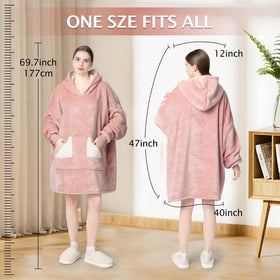 Touchat cozy pocket design on blanket hoodie for hands-free use