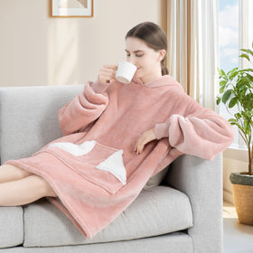 Touchat hooded blanket sleeve close-up showing plush interior