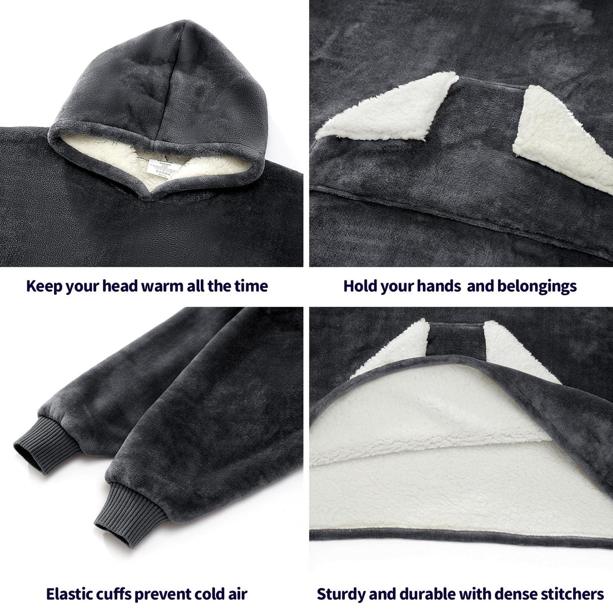 Touchat kids cozy hooded blanket with pocket for easy transport