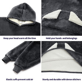 Touchat kids cozy hooded blanket with pocket for easy transport