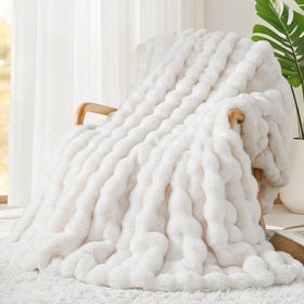 Touchat luxury faux rabbit fur throw close-up shows ultra-soft texture for cozy nights