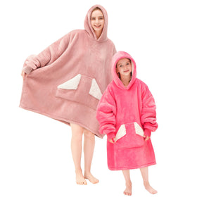 Touchat one-size-fits-all blanket hoodie draped over sofa