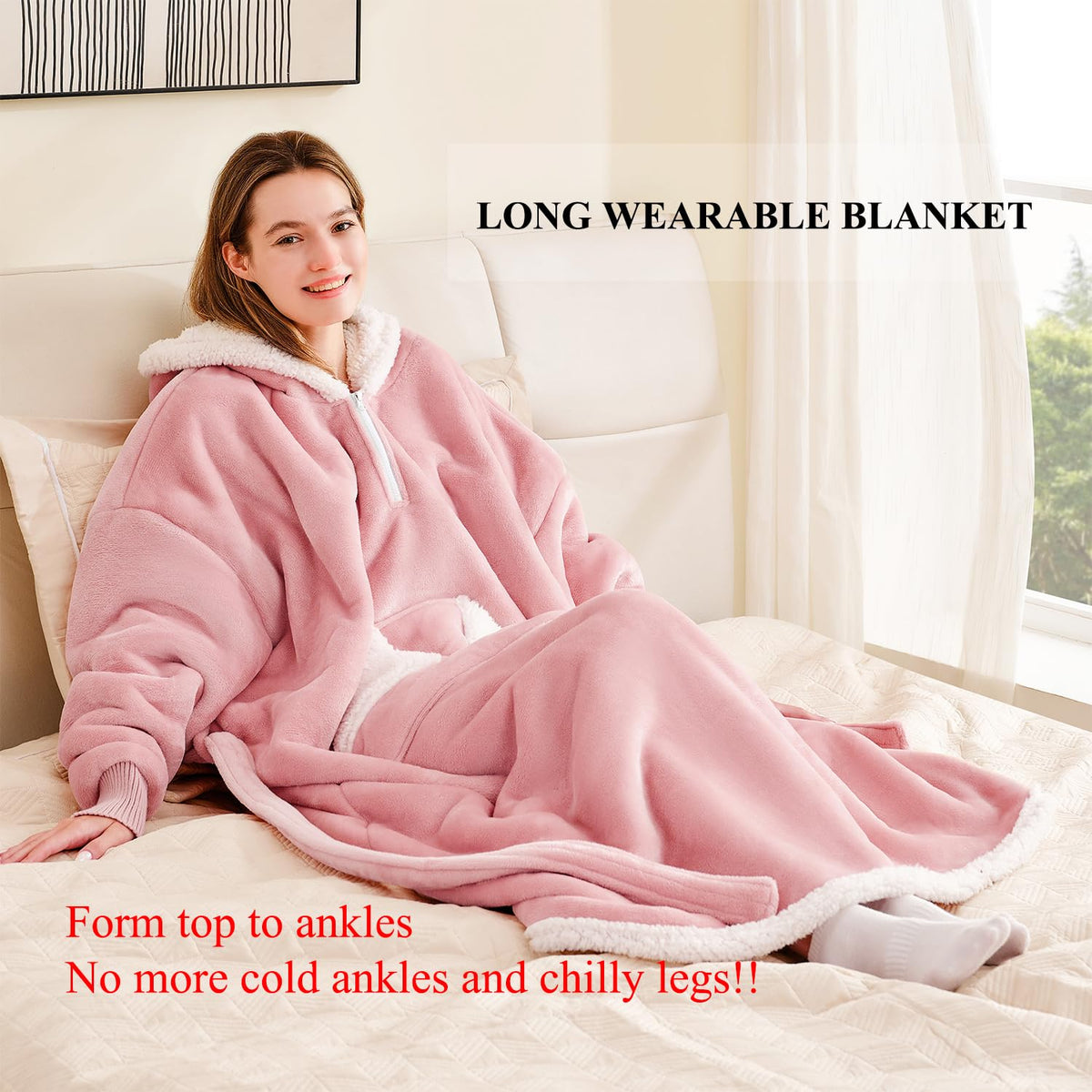 Touchat oversized hood sherpa keeps head and neck warm with plush softness.