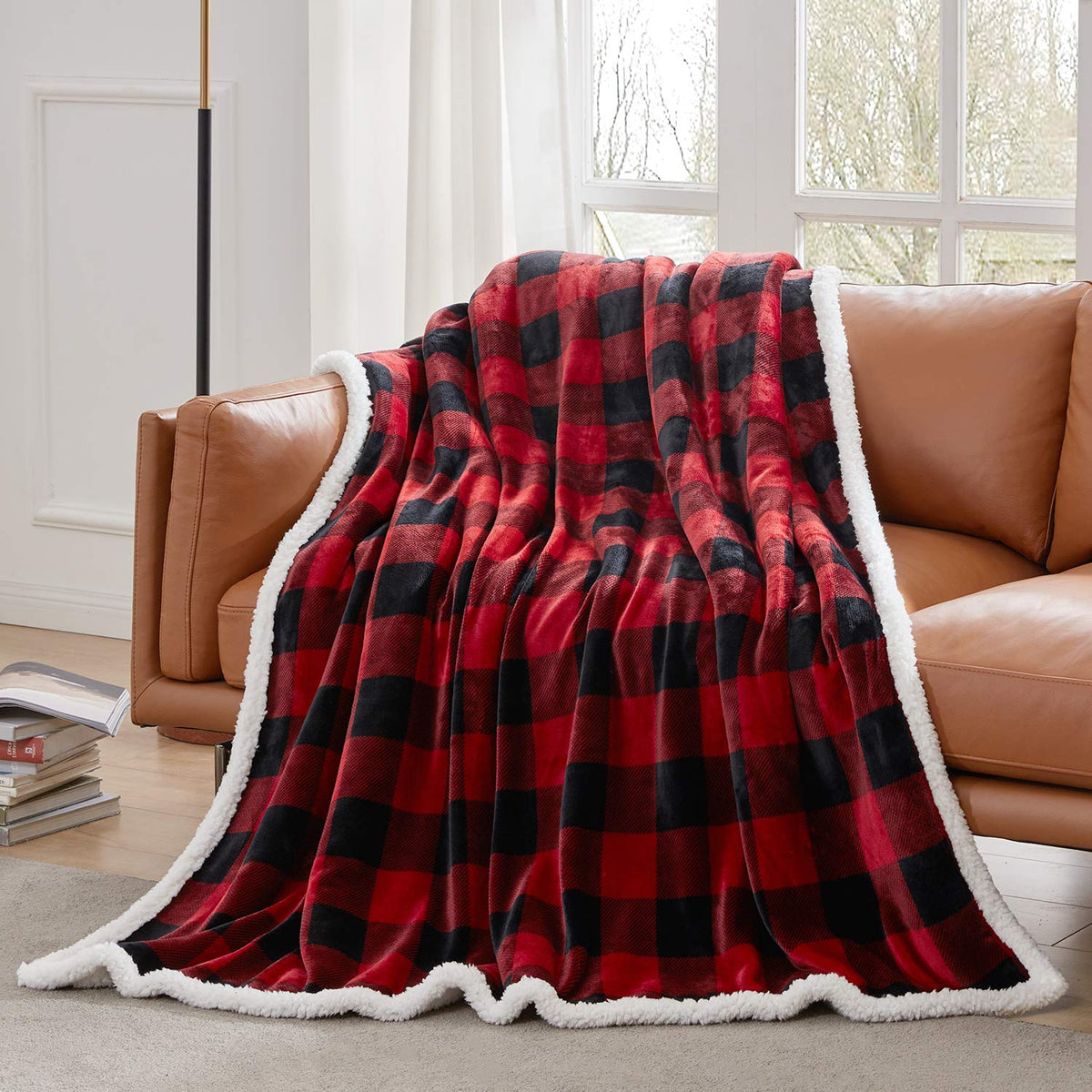 Touchat plaid blanket close-up showing soft fleece texture.