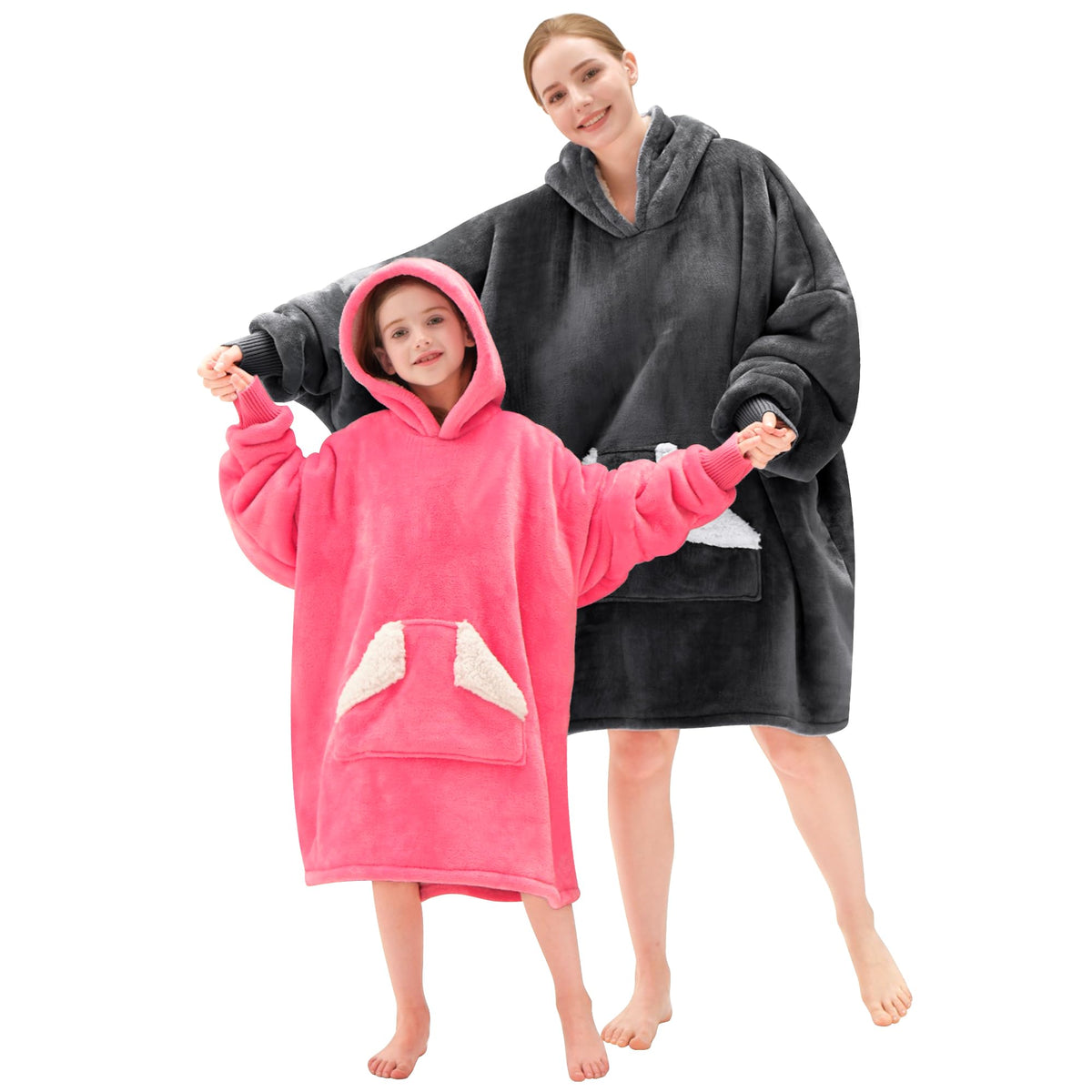 Touchat wearable blanket hoodie in use for couch, bed, or outdoors.
