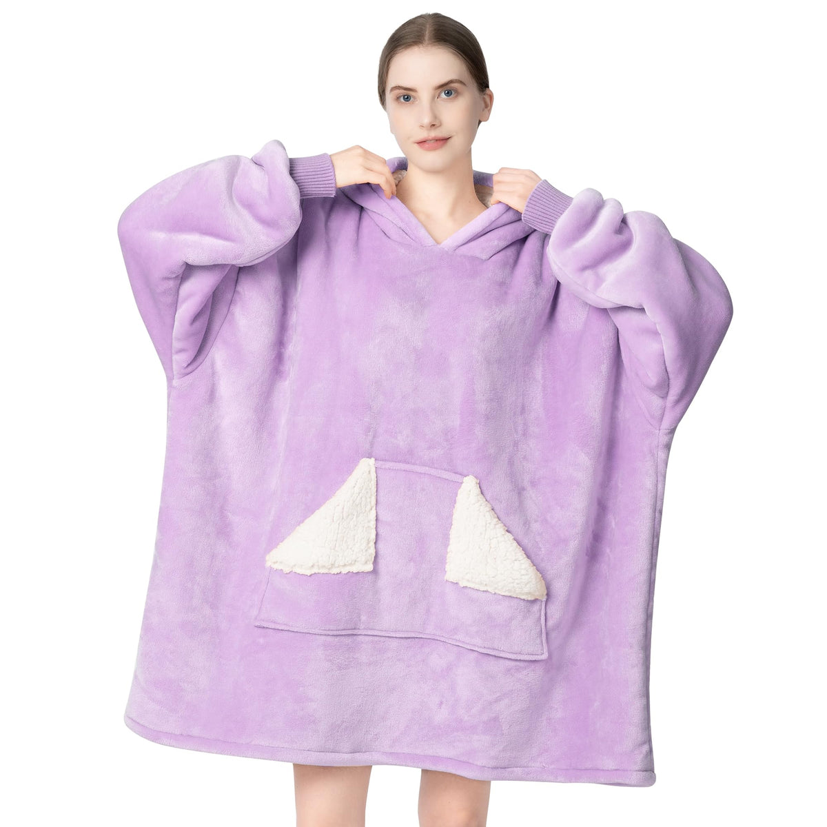 Touchat wearable blanket hoodie purple color option for stylish warmth