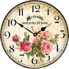 Toudorp pink roses wall clock with large numerals for easy time reading.