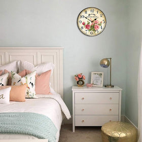 Colorful print and rose motif brighten any room without overpowering.