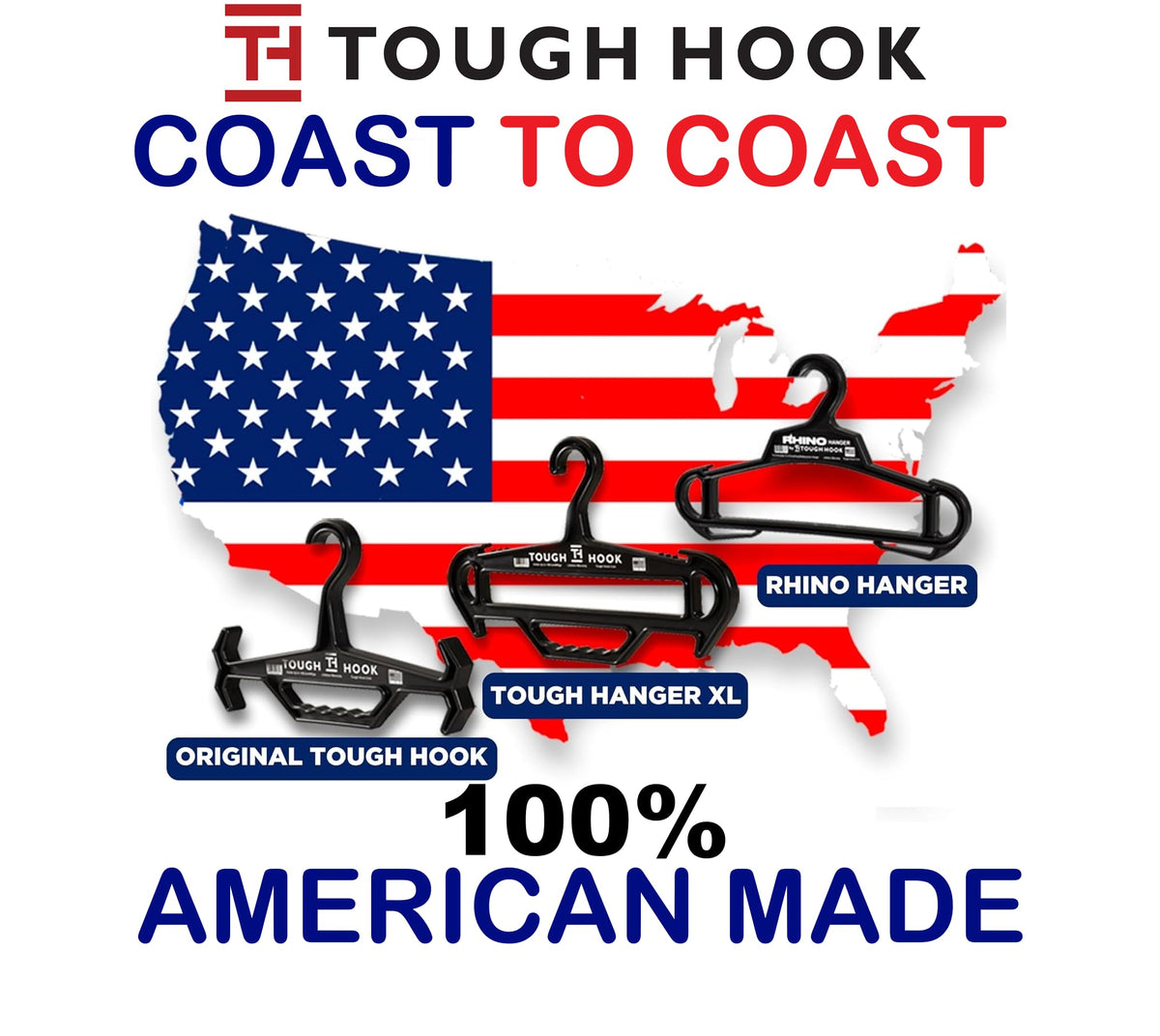 Tough Hook 200lb capacity hanger supports heavy armor and packs.
