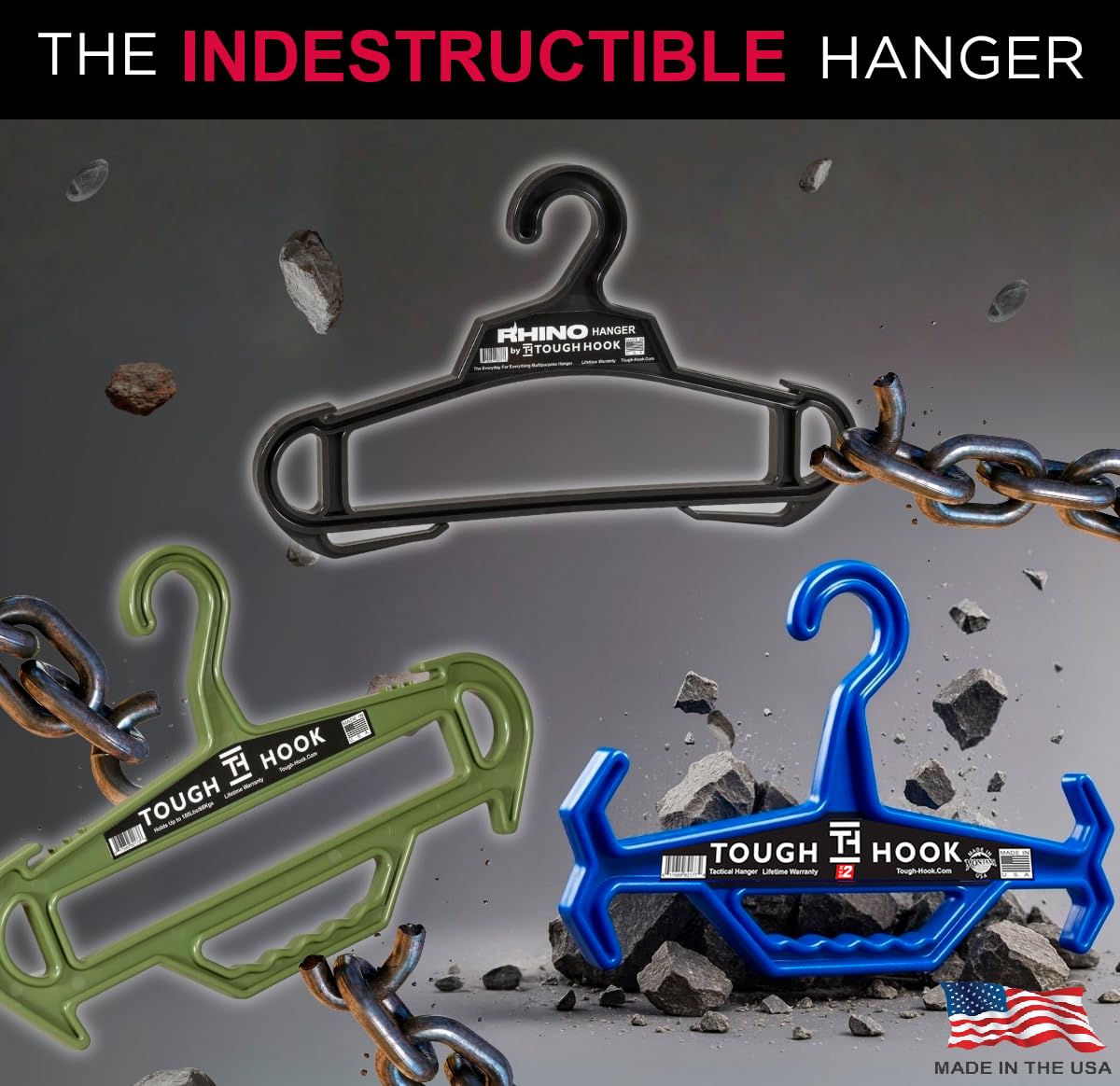 Tough Hook DuraResin construction resists impact under tough conditions.