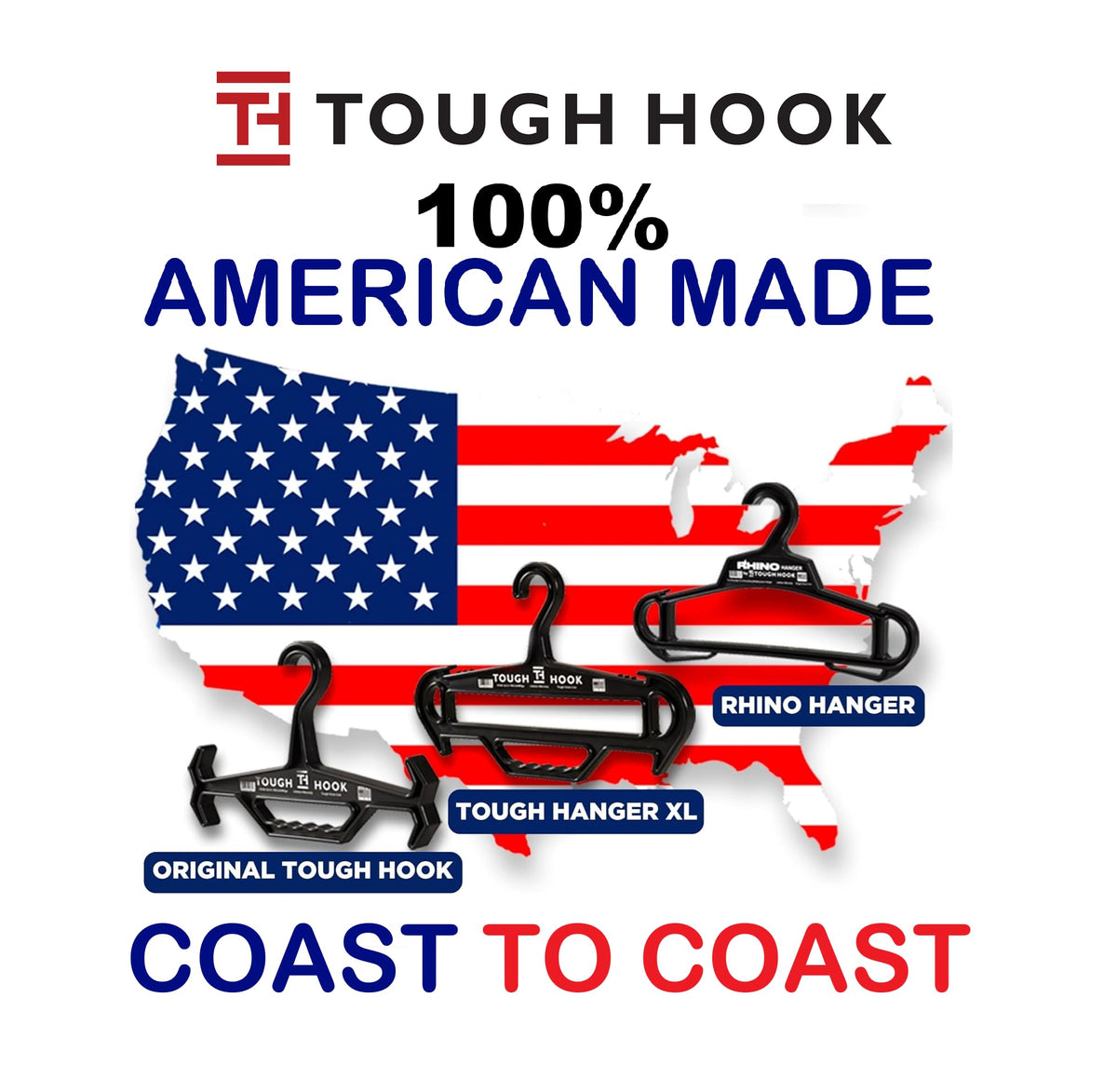 Tough Hook Original USA-made profile supporting up to 200 lbs.