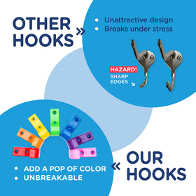 Toughook curved-design hooks are kid-friendly and safe for little hands and play areas.