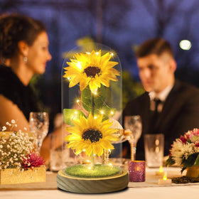 Touloube enchanted sunflower lamp provides romantic mood lighting for dinners and gatherings.