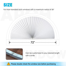 Touri arch window shade cut-to-size fits most semi-circle arches.