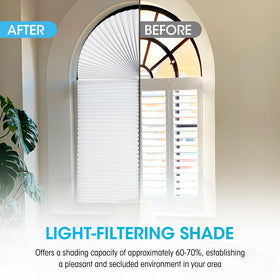 Touri arch window shade installation made easy, cut-to-fit in minutes.