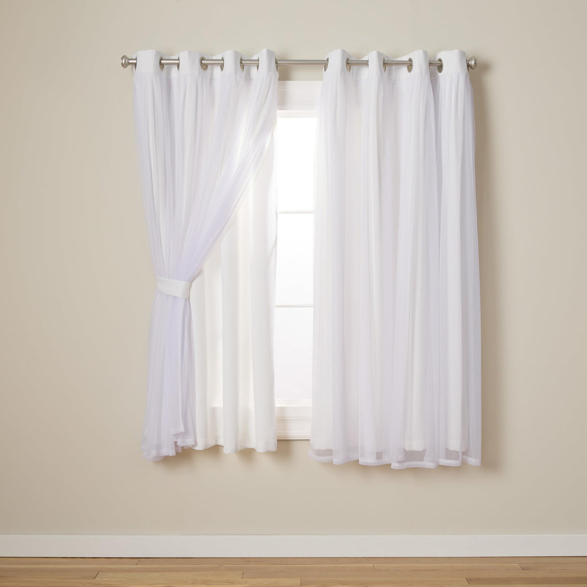Town and Country Luxe Talia sheer layer curtains diffuse soft daylight for a serene room.