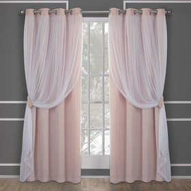 TOWN & COUNTRY LUXE Talia rose blush double-layer curtains, soft and luminous for light privacy
