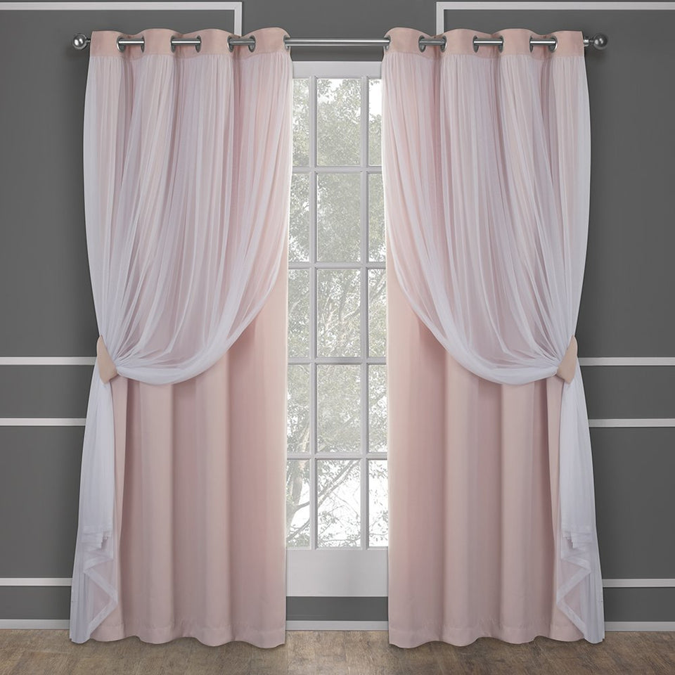 TOWN & COUNTRY LUXE Talia rose blush double-layer curtains, soft and luminous for light privacy