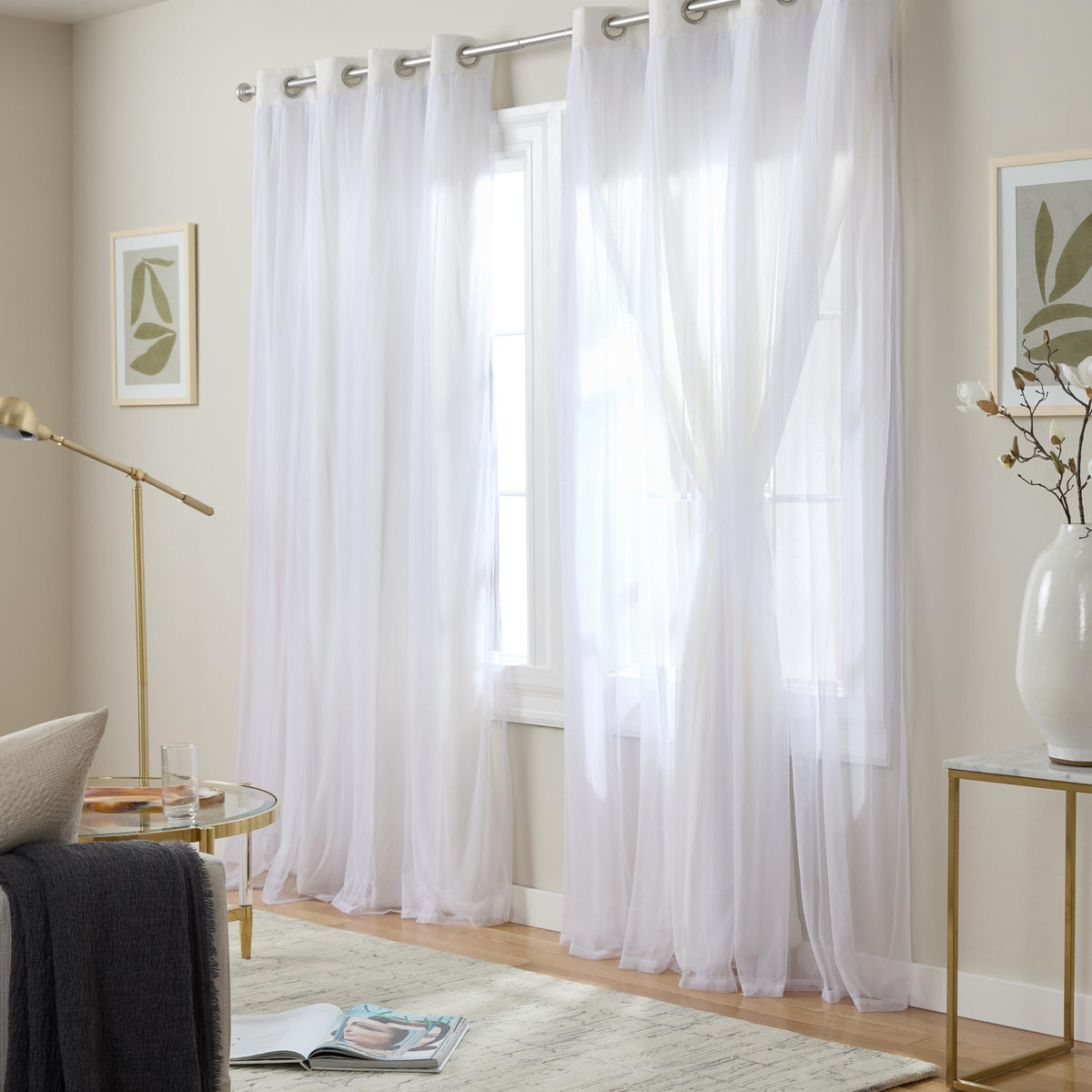 Town & Country Luxe Talia grommet-top hardware enables easy hanging.