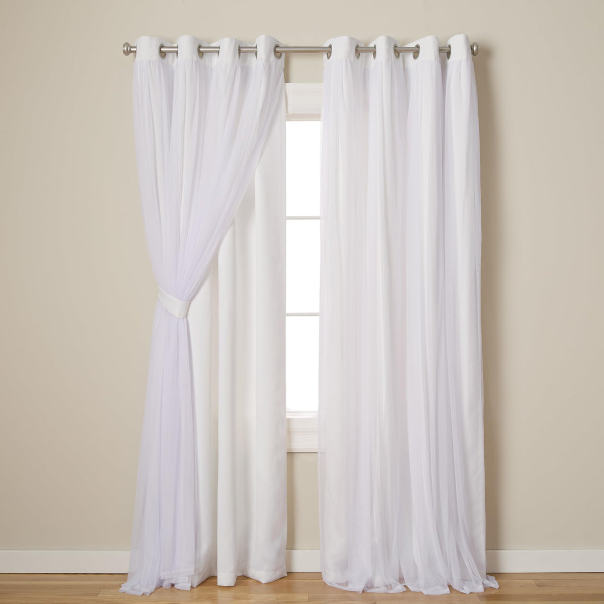 TOWN & COUNTRY LUXE Talia sheer layer close-up showing soft light diffusion for a bright living room